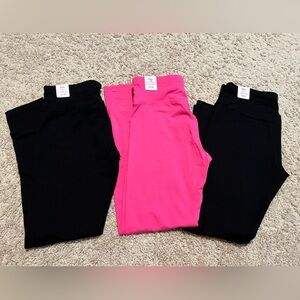 Justice Black and Pink Kids Leggings Trio
